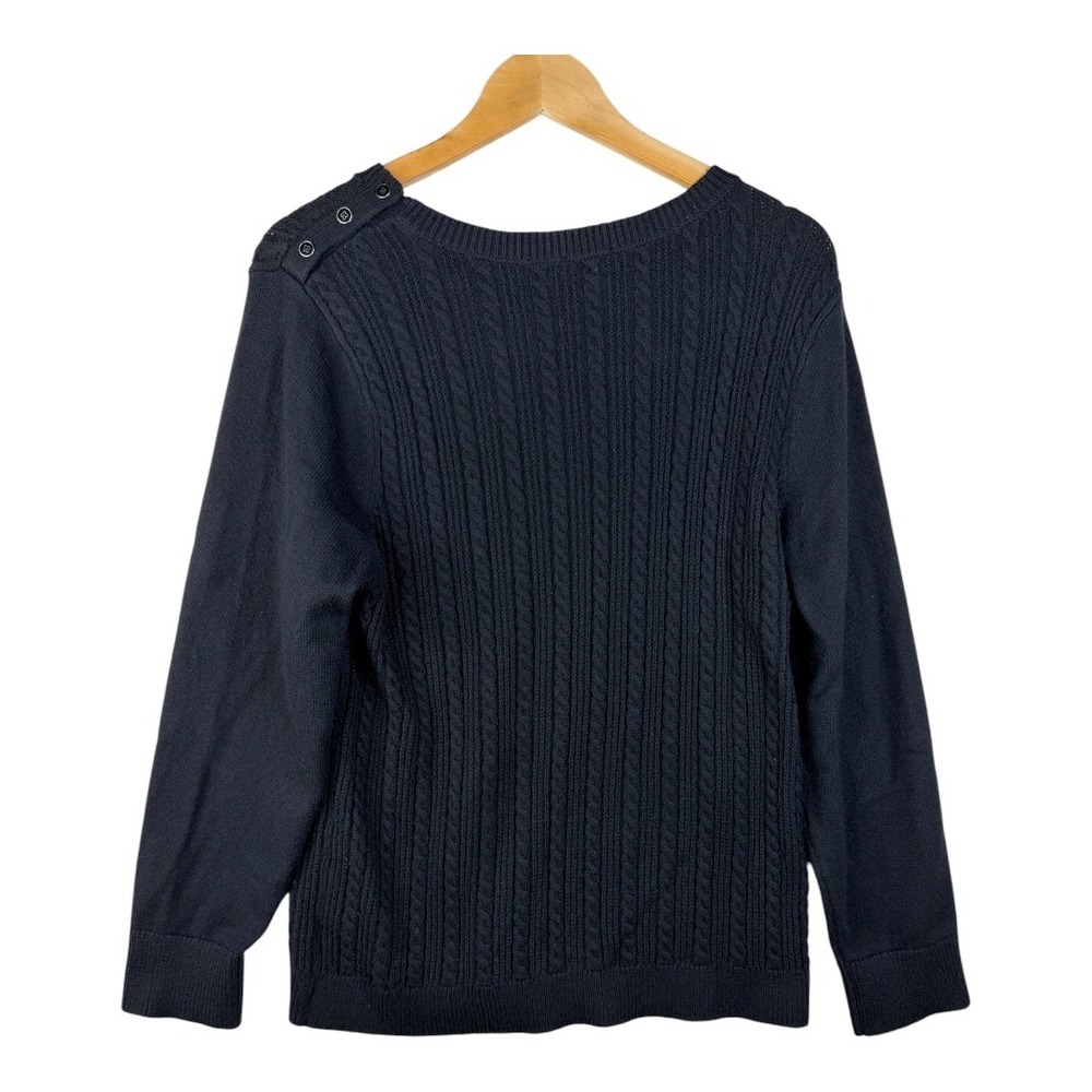 Talbots Women's Crew Neck Cable Knit Sweater Size XL Black